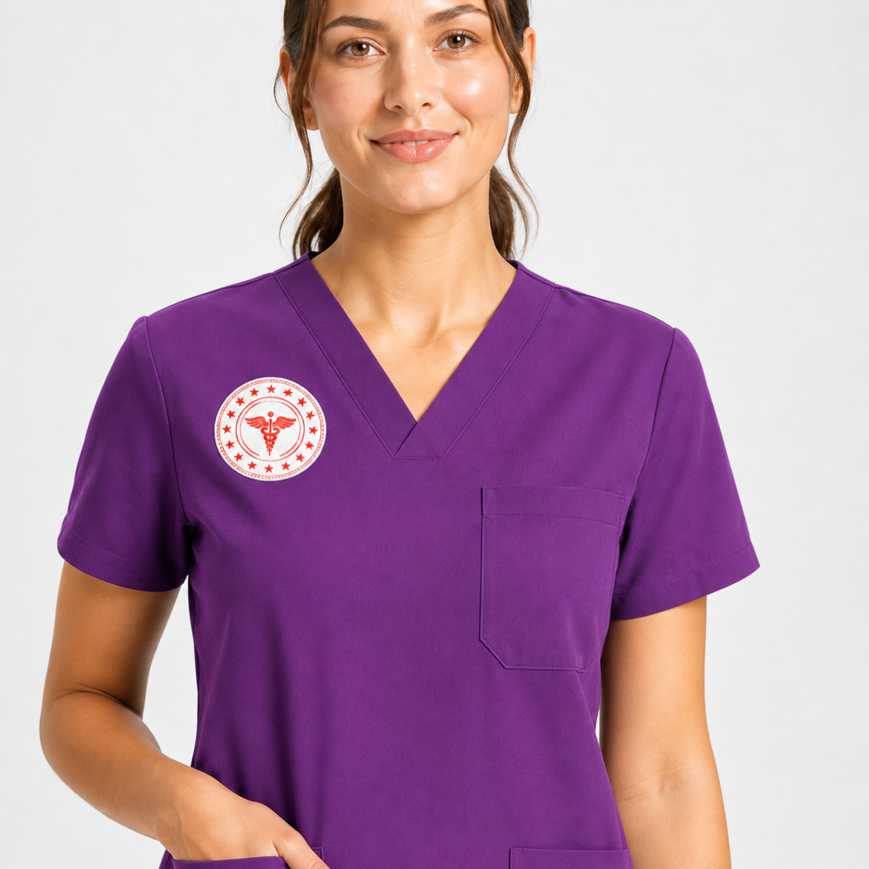 Sebat® 4Stretch™ Kumaş ve V Yaka Detayı - T.C. Sağlık Bakanlığı Yönetmelik Onaylı Logo Alanı