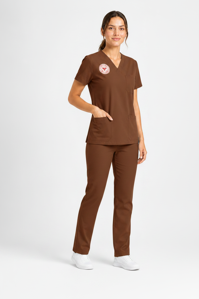 Sebat® 4Stretch™ Friar Brown Rengi Sağlık Personeli Üniforması Açılı Görünüm