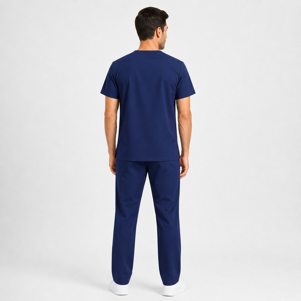 Erkek hemşire medikal giyim üniforma üst ve pantolon Patriot Blue lacivert arka görünümü