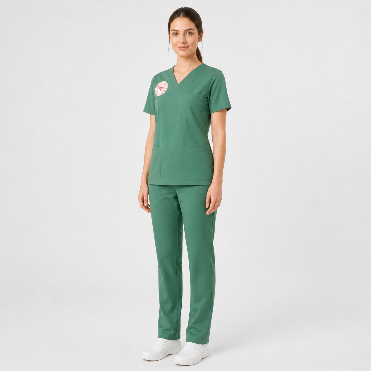 Sebat® 4Stretch™ Cerrahi Yeşil Üniforma Açılı Görünüm - Frosty Spruce