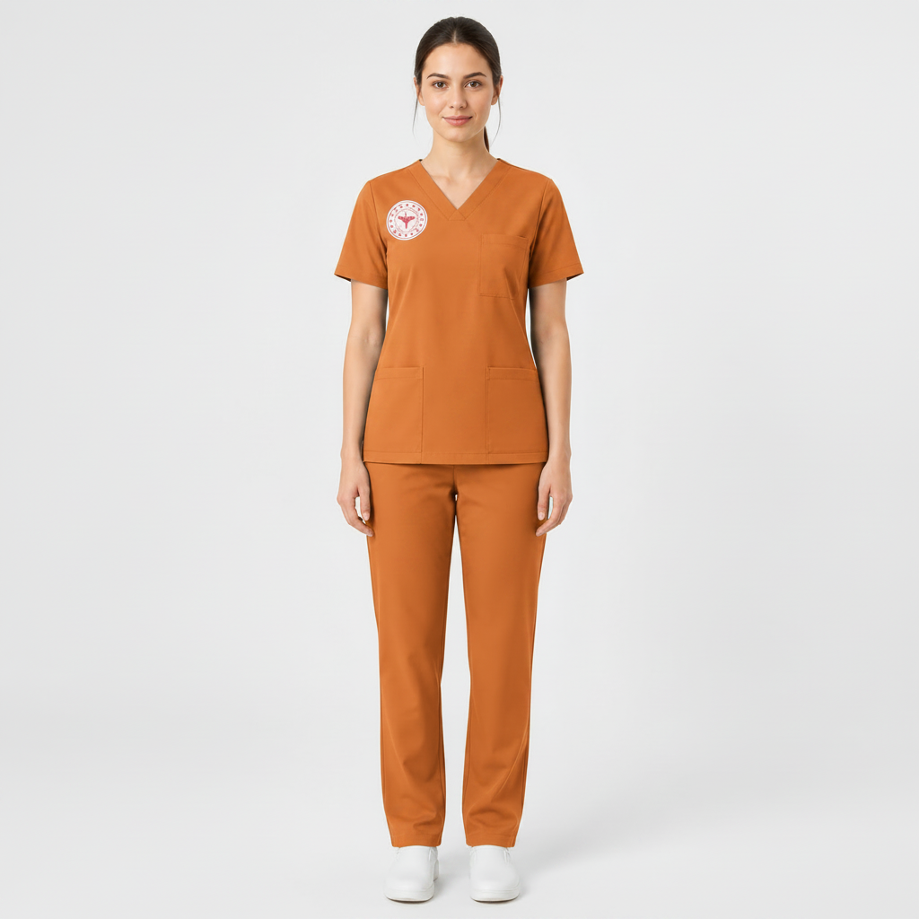 Sebat® 4Stretch™ Klinik Destek Personeli Forması - Orange Ochre Önden Görünüm