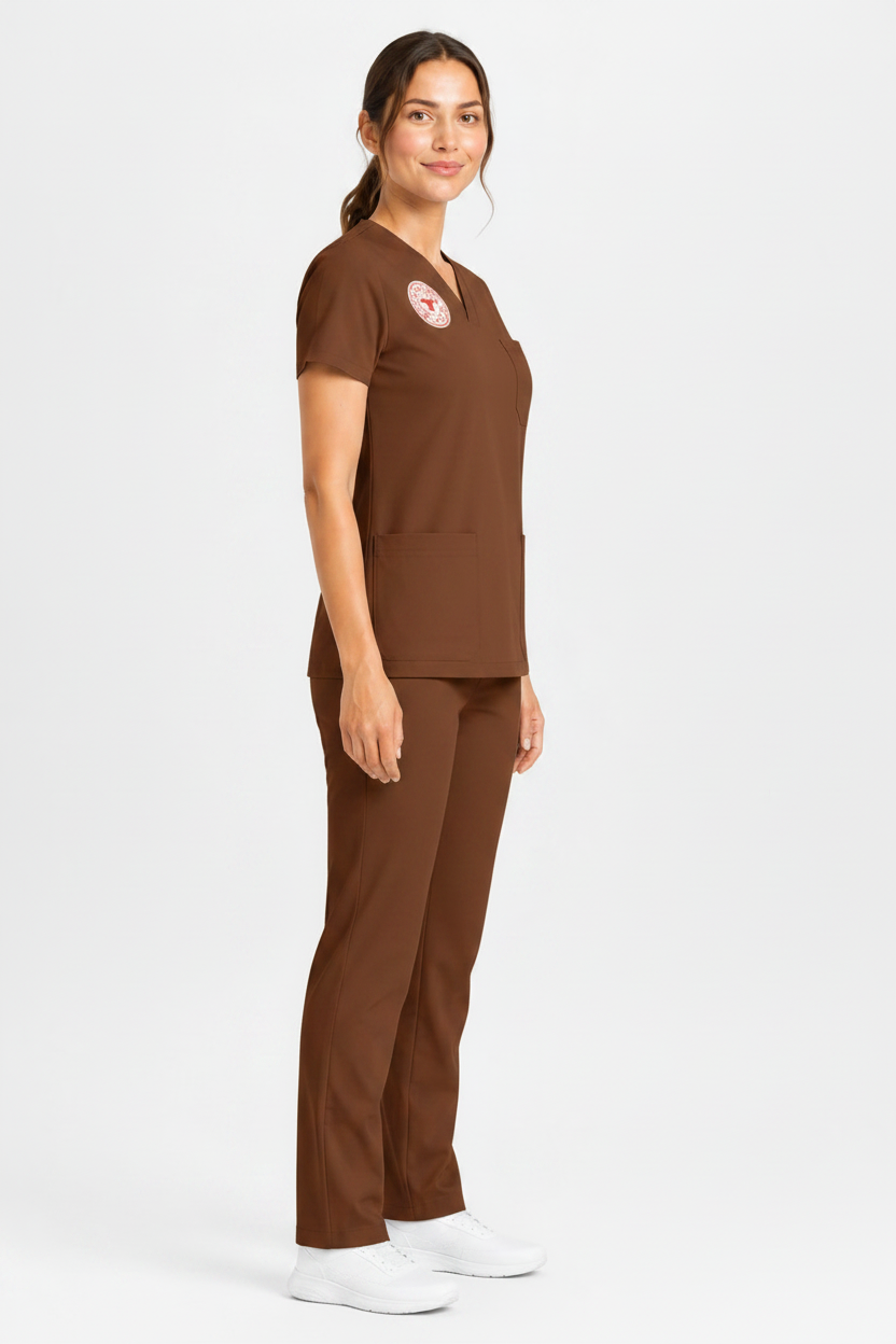 Sebat® 4Stretch™ Sağlık Meslek Mensubu Takımı Yan Profil - Kahverengi
